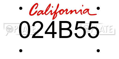 024B55 California License Plate