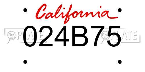 024B75 California License Plate