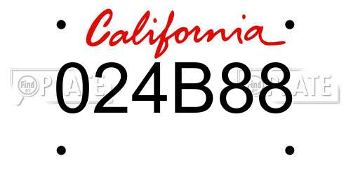 024B88 California License Plate