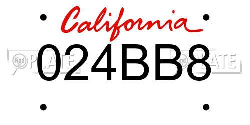 024BB8 California License Plate