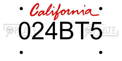 024BT5 California License Plate