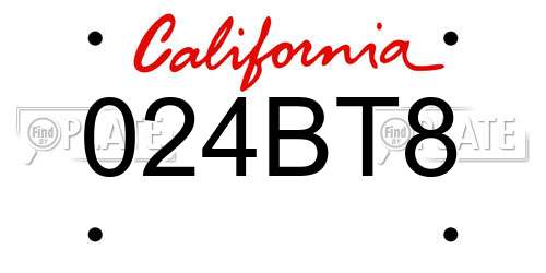 024BT8 California License Plate