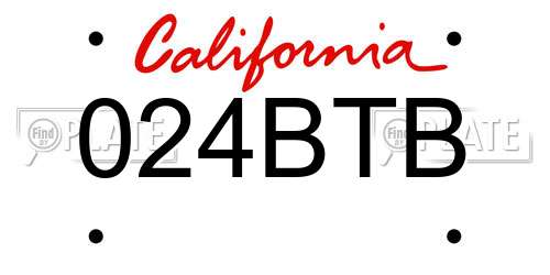 024BTB California License Plate
