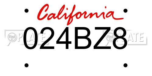 024BZ8 California License Plate