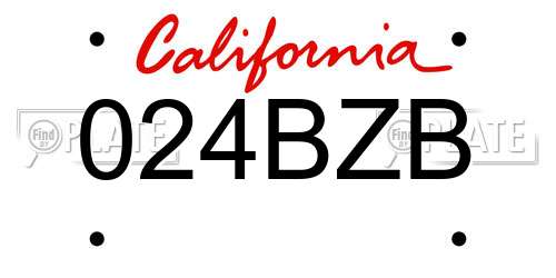 024BZB California License Plate