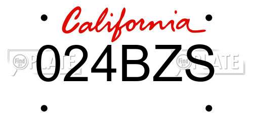 024BZS California License Plate