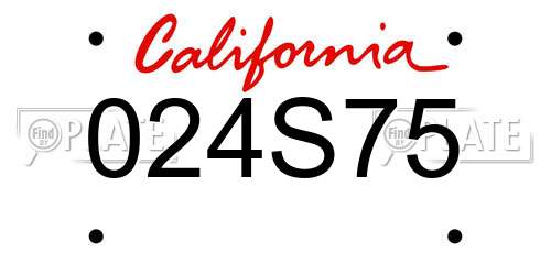 024S75 California License Plate
