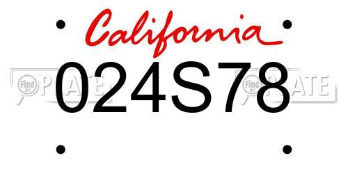 024S78 California License Plate