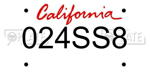 024SS8 California License Plate