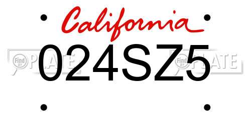 024SZ5 California License Plate