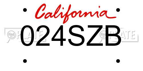 024SZB California License Plate