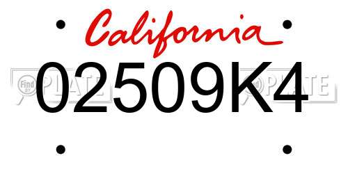 02509K4 California License Plate