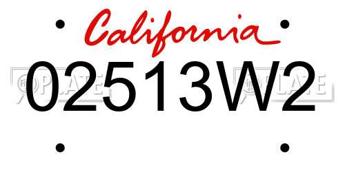 02513W2 California License Plate