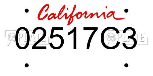 02517C3 California License Plate