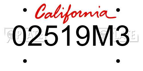 02519M3 California License Plate