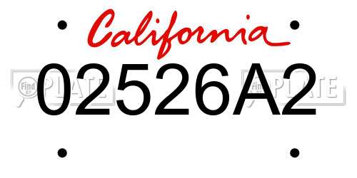 02526A2 California License Plate