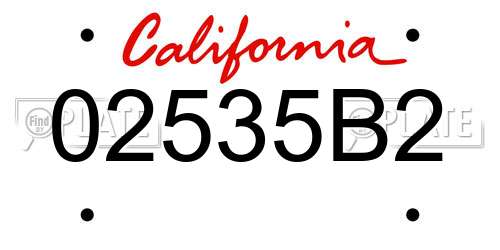 02535B2 California License Plate