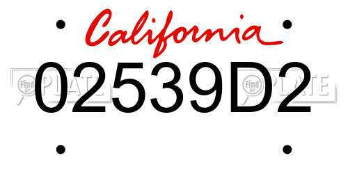 02539D2 California License Plate