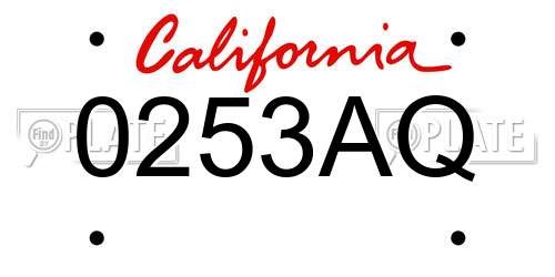 0253AQ California License Plate