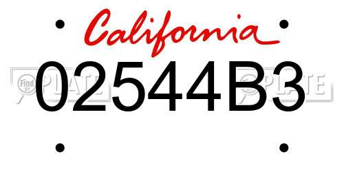 02544B3 California License Plate