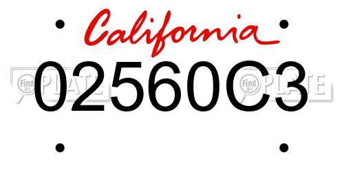 02560C3 California License Plate
