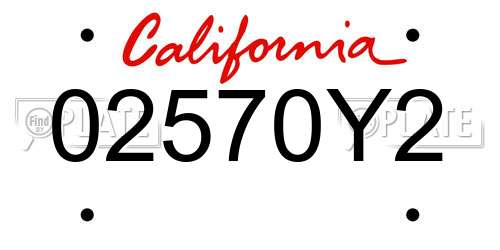 02570Y2 California License Plate