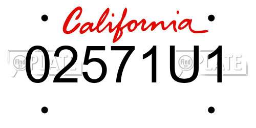 02571U1 California License Plate