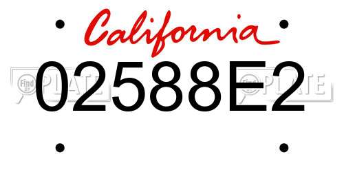 02588E2 California License Plate