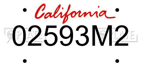 02593M2 California License Plate