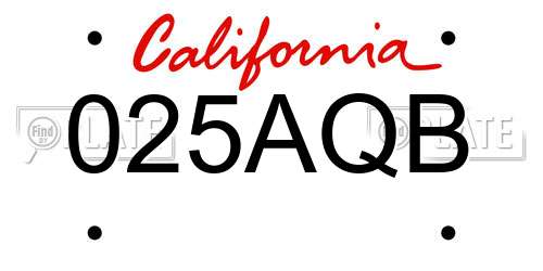 025AQB California License Plate