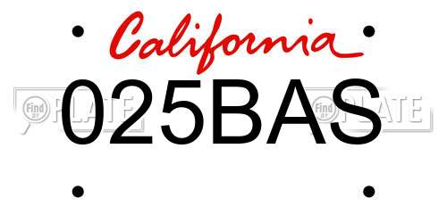 025BAS California License Plate