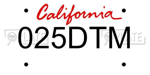025DTM California License Plate