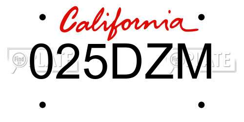 025DZM California License Plate
