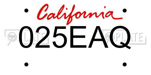 025EAQ California License Plate