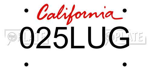 025LUG California License Plate