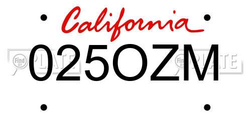 025OZM California License Plate