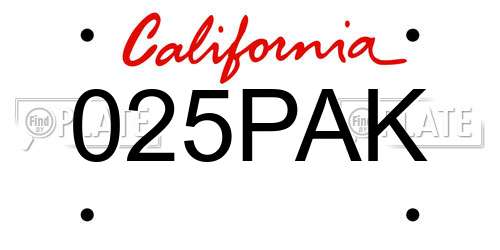 025PAK California License Plate