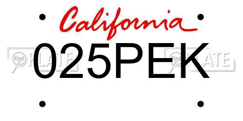 025PEK California License Plate