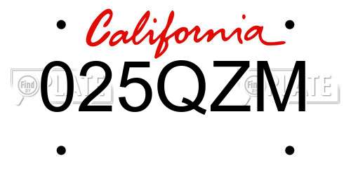 025QZM California License Plate