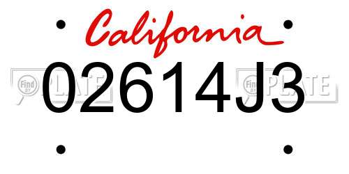 02614J3 California License Plate