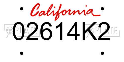 02614K2 California License Plate