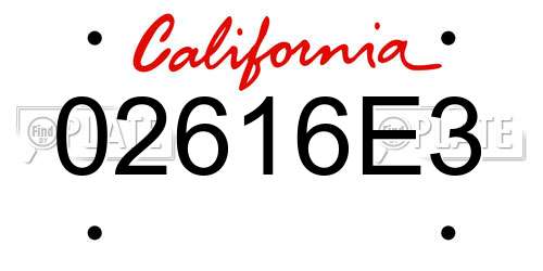 02616E3 California License Plate