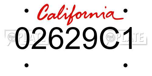 02629C1 California License Plate