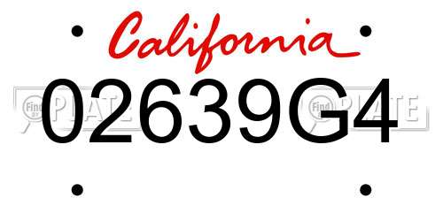 02639G4 California License Plate