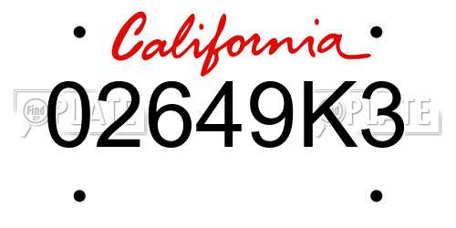 02649K3 California License Plate