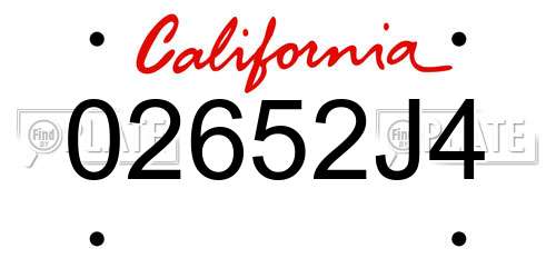 02652J4 California License Plate