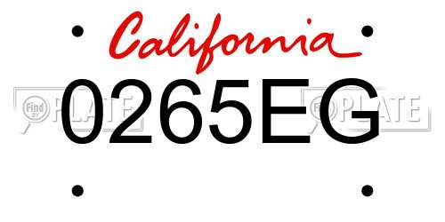 0265EG California License Plate