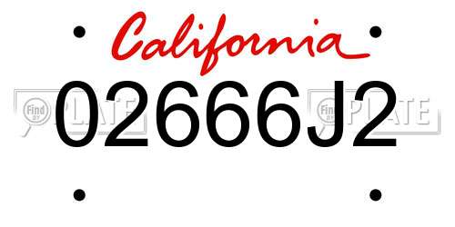 02666J2 California License Plate