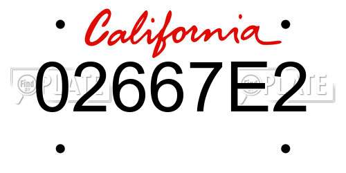 02667E2 California License Plate
