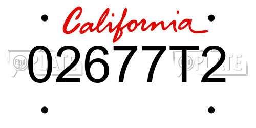 02677T2 California License Plate